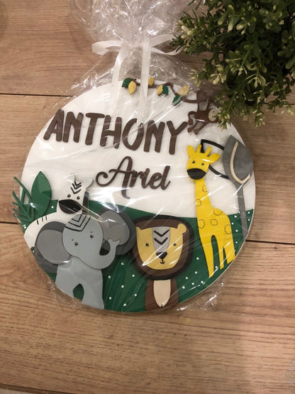 Colgante safari personalizado en fieltro hecho a mano