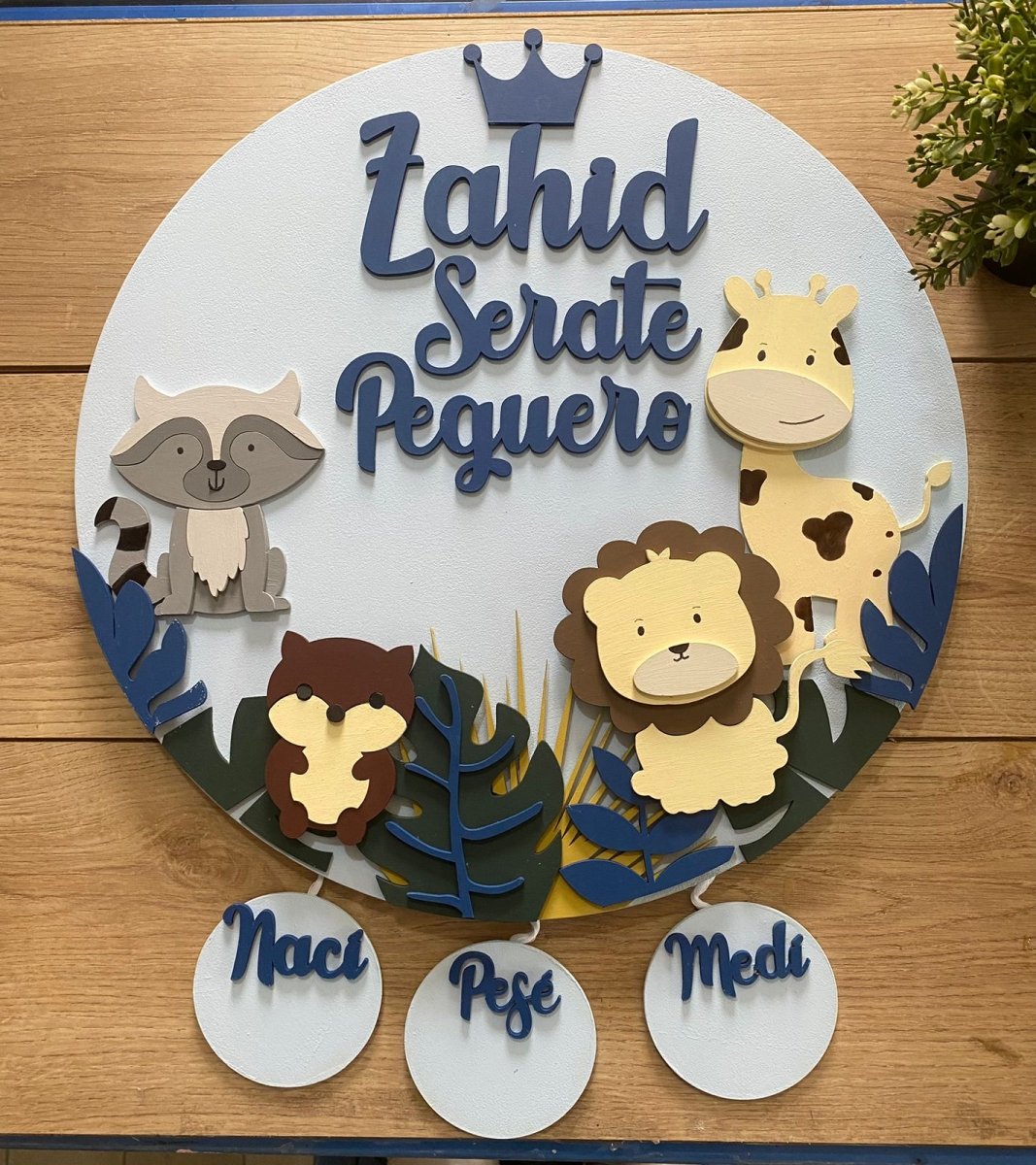 Safari nursery decor Blue Selvático Baby Boy Wall Hanging - Felt Craft RD