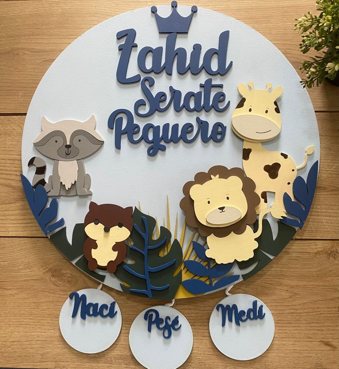 Safari nursery decor Blue Selvático Baby Boy Wall Hanging - Felt Craft RD