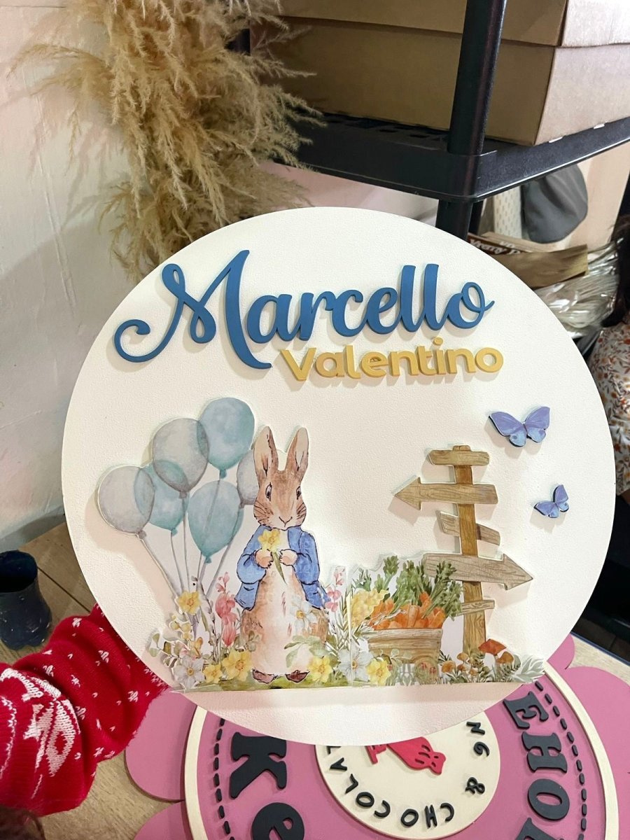 Safari nursery decor Bunny Balloon Baby Boy Wall Hanging - Felt Craft RD