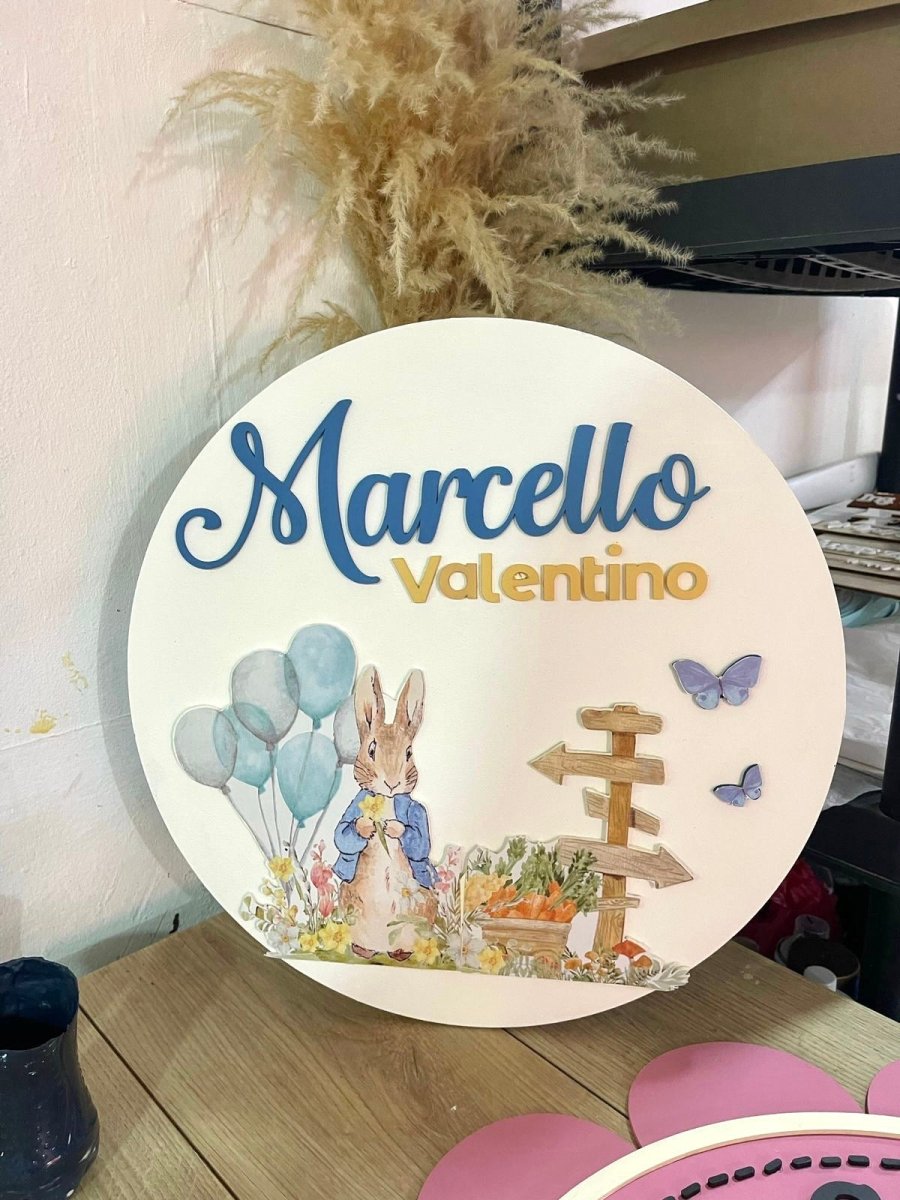 Safari nursery decor Bunny Balloon Baby Boy Wall Hanging - Felt Craft RD