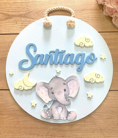 Safari nursery decor Elephant on Clouds Baby boy mobile hanger - Felt Craft RD