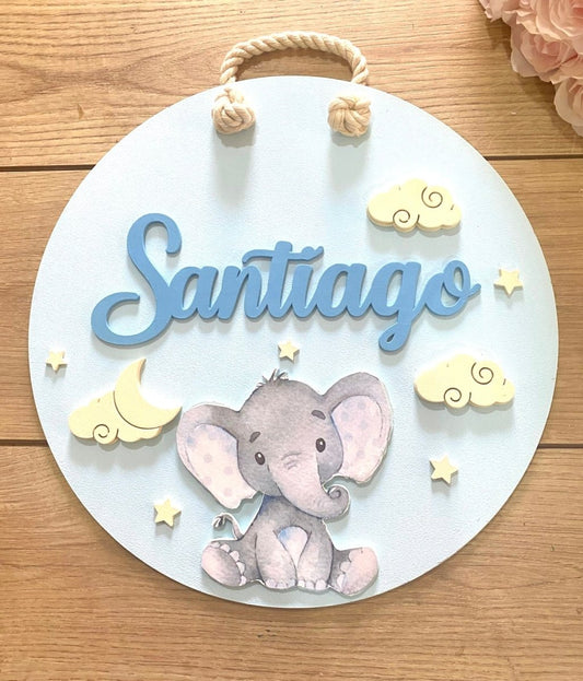 Safari nursery decor Elephant on Clouds Baby boy mobile hanger - Felt Craft RD