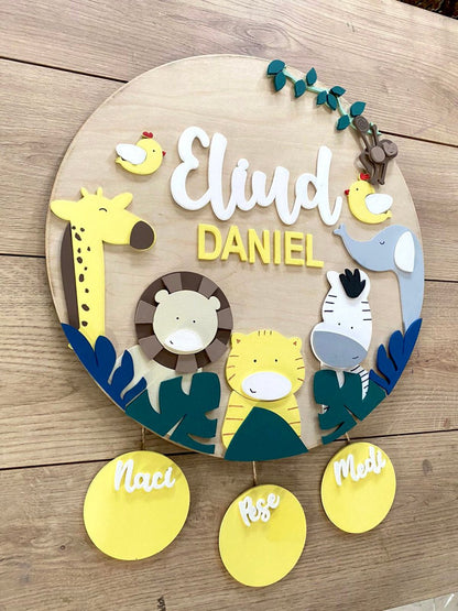 Safari nursery decor Giraffe To Elephant Baby Boy Wall Hanging - Felt Craft RD