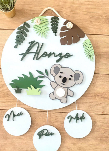 Safari nursery decor Koala Baby Boy Wall Hanging - Felt Craft RD