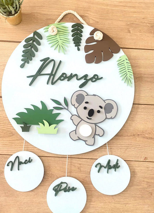 Safari nursery decor Koala Baby Boy Wall Hanging - Felt Craft RD