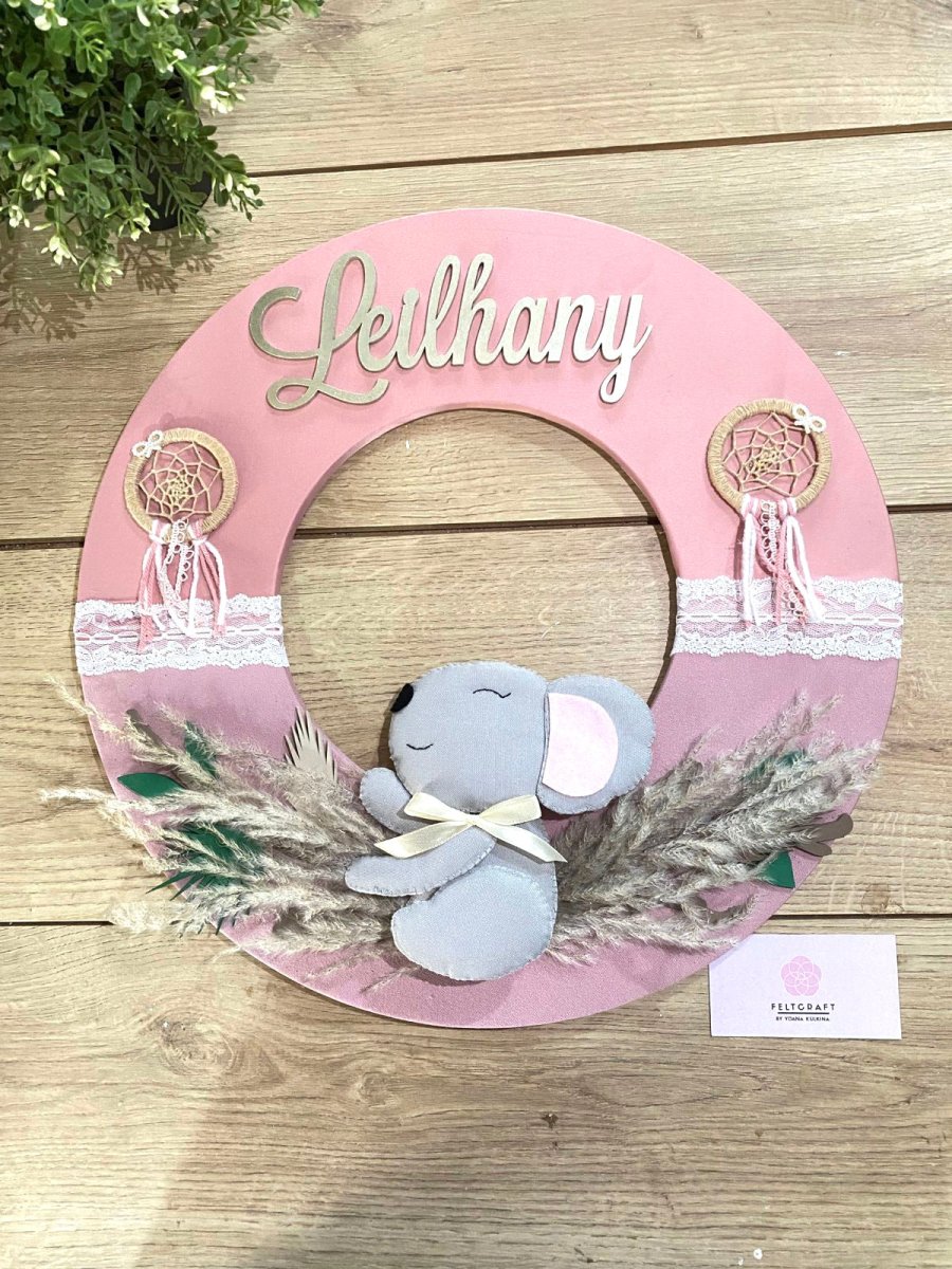 Safari nursery decor Koala Baby Girl Wall Hanging - Felt Craft RD