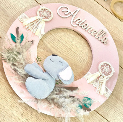 Safari nursery decor Koala Baby Girl Wall Hanging - Felt Craft RD