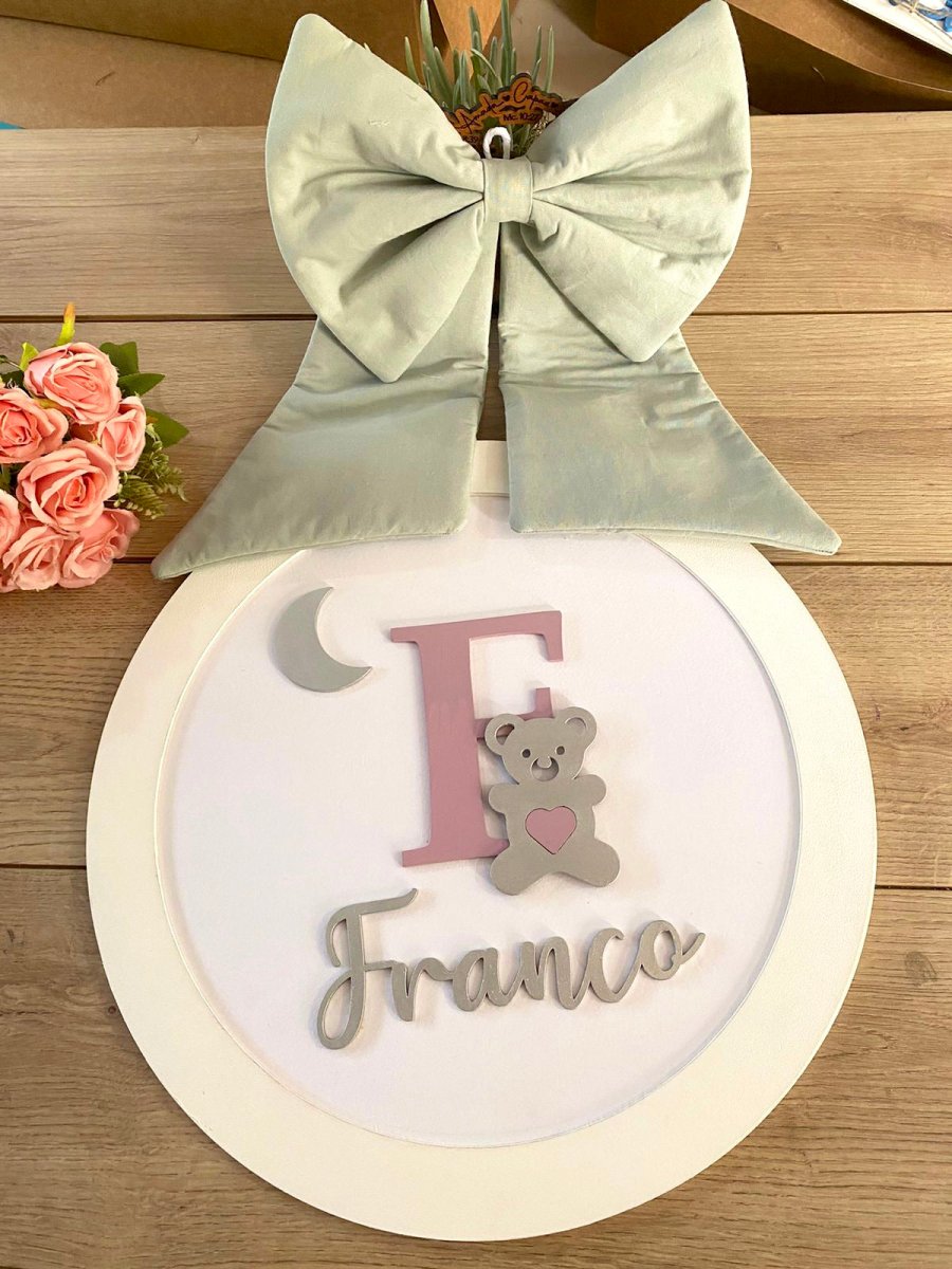 Safari nursery decor Light Green Moon Baby Girl Wall Hanging - Felt Craft RD