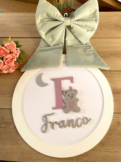 Safari nursery decor Light Green Moon Baby Girl Wall Hanging - Felt Craft RD