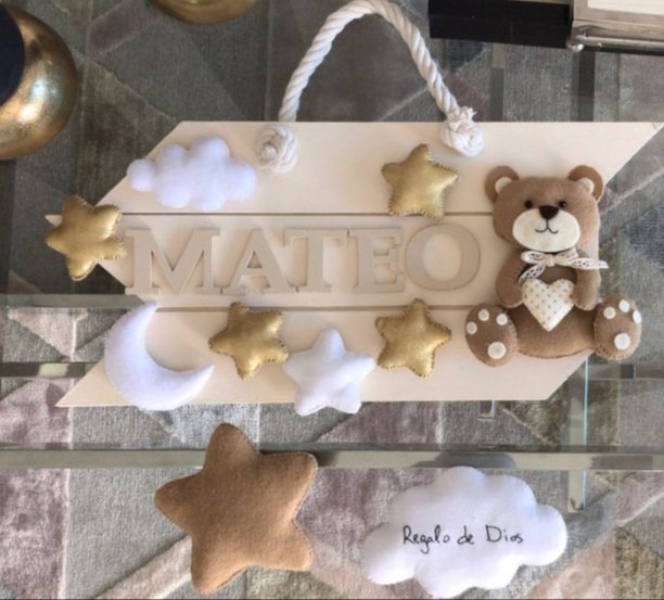 Safari nursery decor Little Bear Hanger Baby Boy Wall Hanging - Felt Craft RD