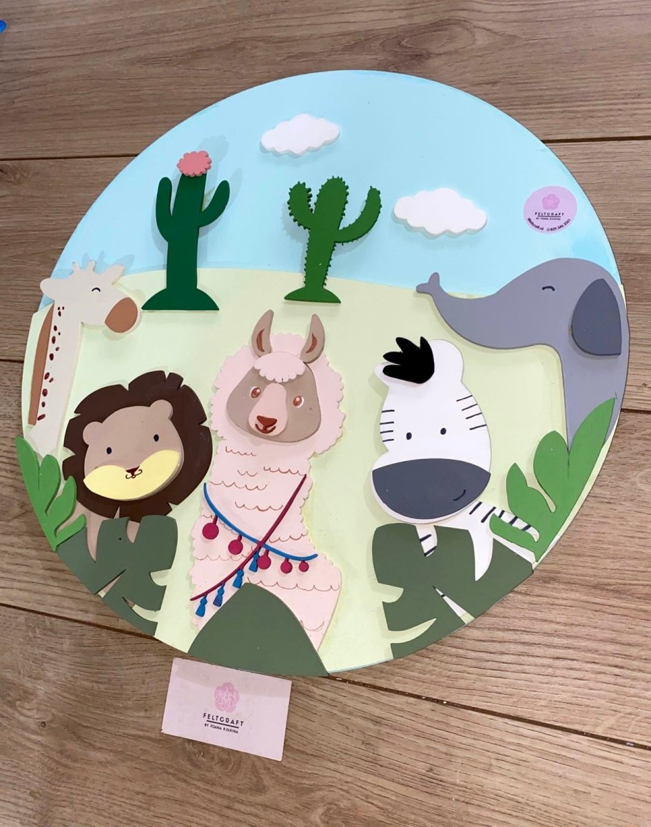 Safari nursery decor Llama Safari Baby boy mobile hanger - Felt Craft RD