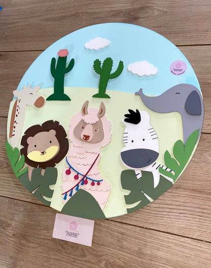 Safari nursery decor Llama Safari Baby boy mobile hanger - Felt Craft RD