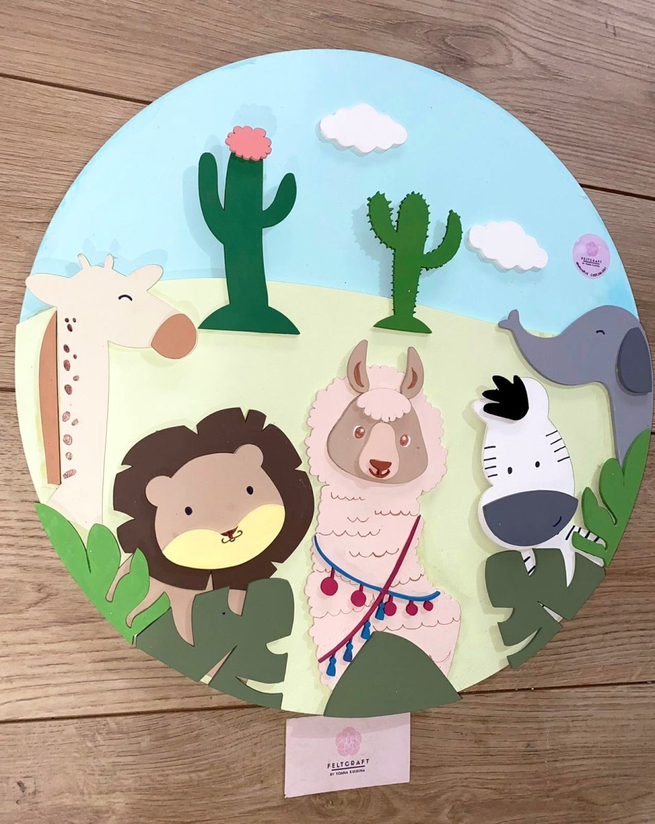 Safari nursery decor Llama Safari Baby boy mobile hanger - Felt Craft RD