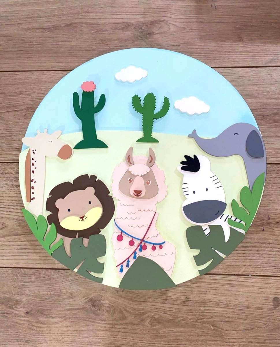 Safari nursery decor Llama Safari Baby boy mobile hanger - Felt Craft RD