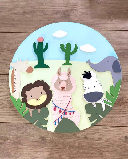 Safari nursery decor Llama Safari Baby boy mobile hanger - Felt Craft RD
