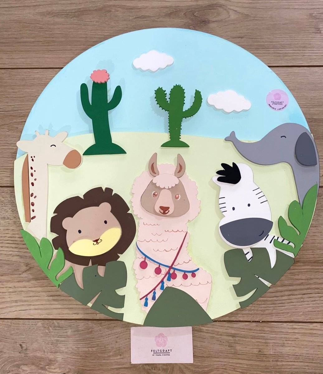 Safari nursery decor Llama Safari Baby boy mobile hanger - Felt Craft RD