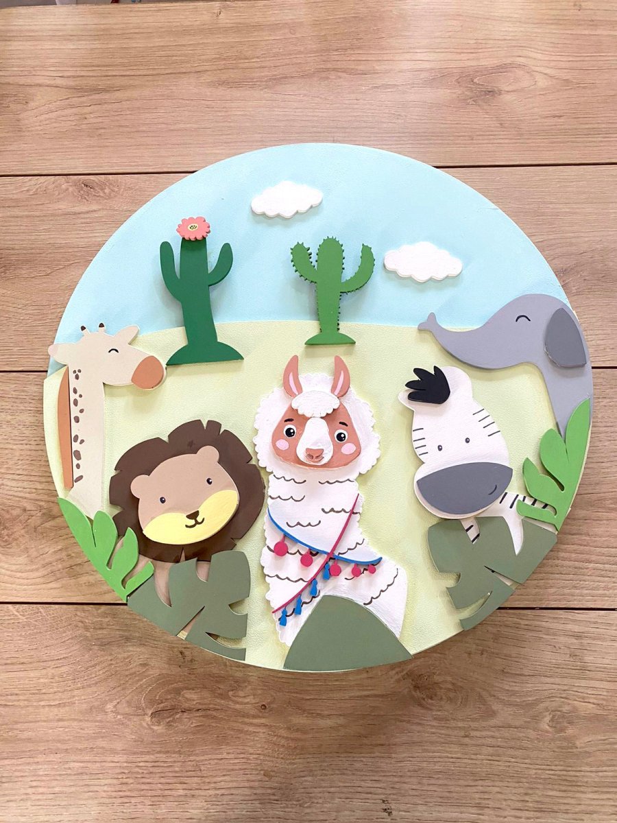 Safari nursery decor Llama Safari Baby boy mobile hanger - Felt Craft RD