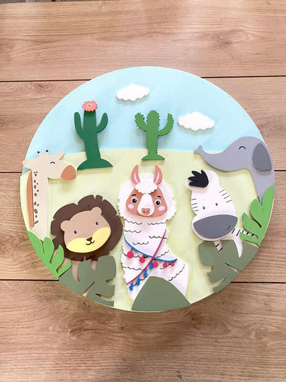 Safari nursery decor Llama Safari Baby boy mobile hanger - Felt Craft RD