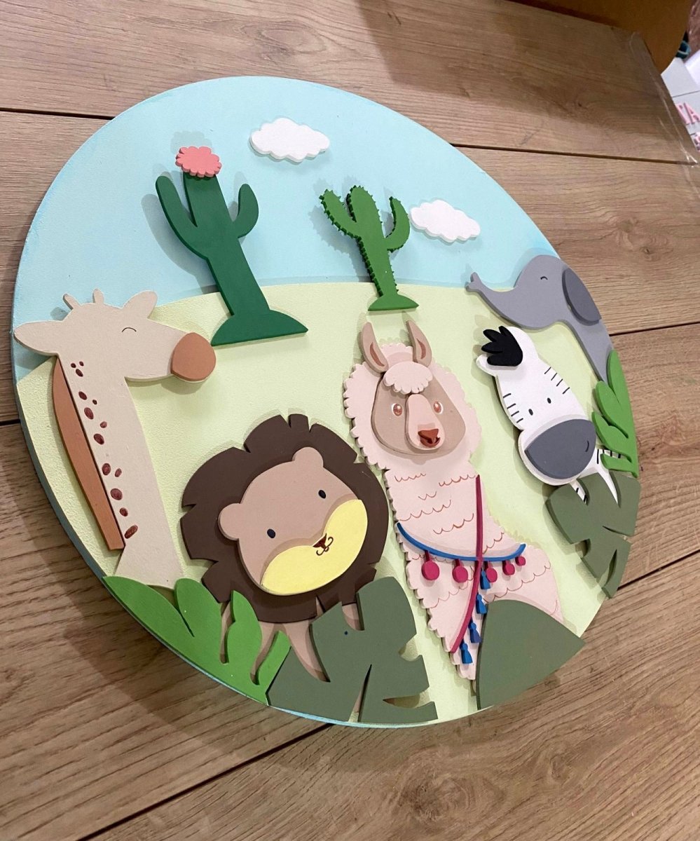 Safari nursery decor Llama Safari Baby boy mobile hanger - Felt Craft RD