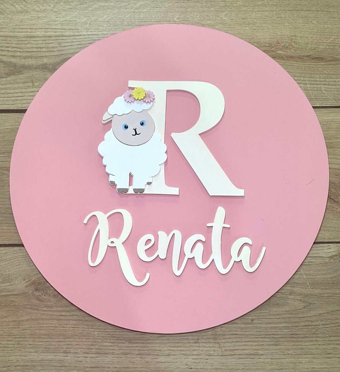 Safari nursery decor Lovely Sheep Pink Nursery Baby Girl Kids Room Decor - Felt Craft RD