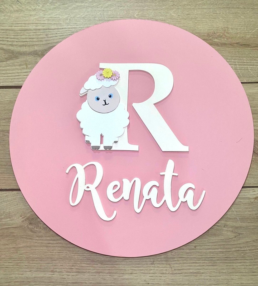 Safari nursery decor Lovely Sheep Pink Nursery Baby Girl Kids Room Decor - Felt Craft RD