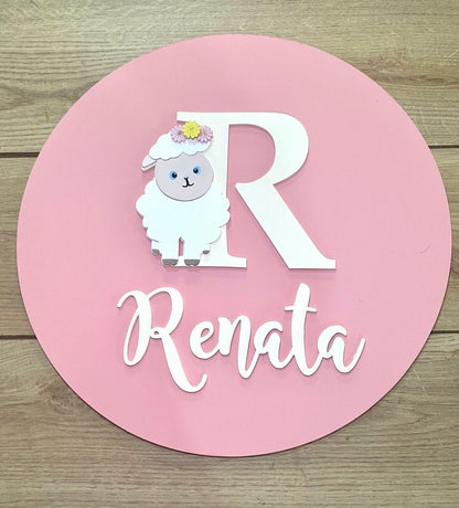 Safari nursery decor Lovely Sheep Pink Nursery Baby Girl Kids Room Decor - Felt Craft RD