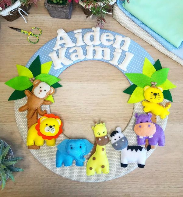 Safari nursery decor Mini Animals Hanger in Fieltro - Felt Craft RD