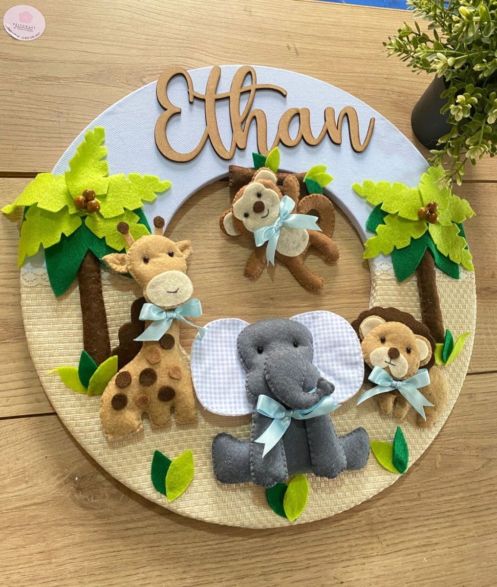 Safari Party Felt Baby Boy Wall Hanging - Felt Craft RD