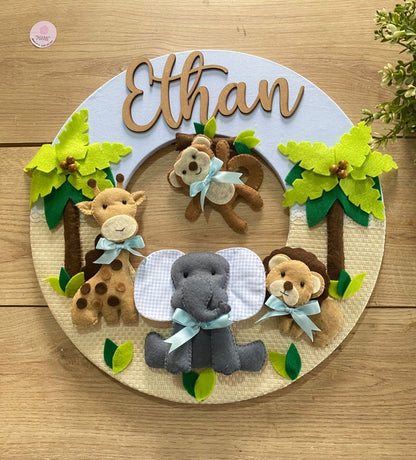 Safari Party Felt Baby Boy Wall Hanging - Felt Craft RD