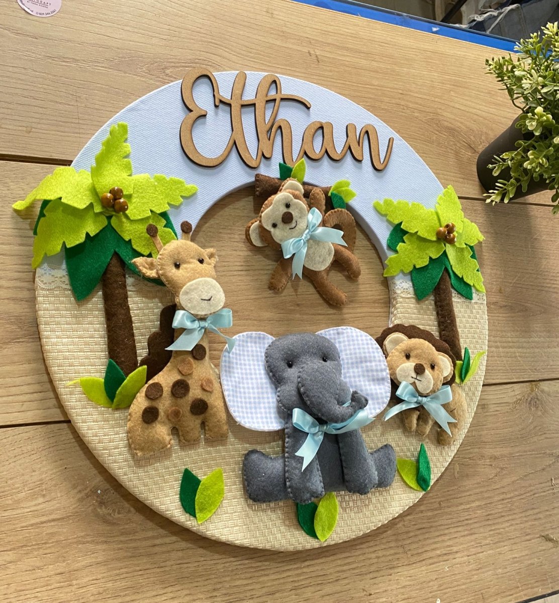 Safari Party Felt Baby Boy Wall Hanging - Felt Craft RD