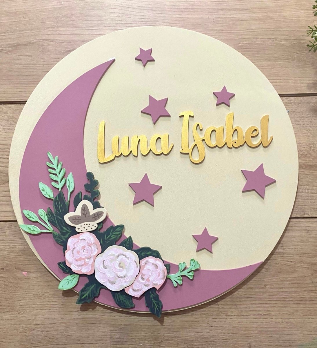 Samatha Moon Stars Baby Girl Wall Hanging - Felt Craft RD