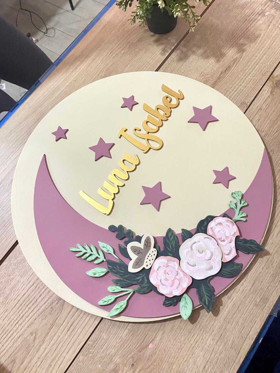 Samatha Moon Stars Baby Girl Wall Hanging - Felt Craft RD