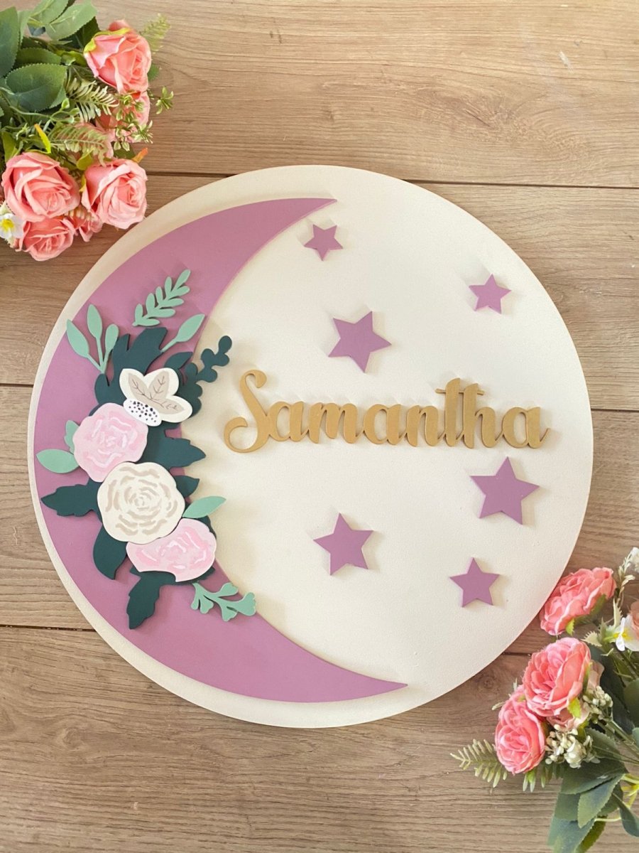 Samatha Moon Stars Baby Girl Wall Hanging - Felt Craft RD