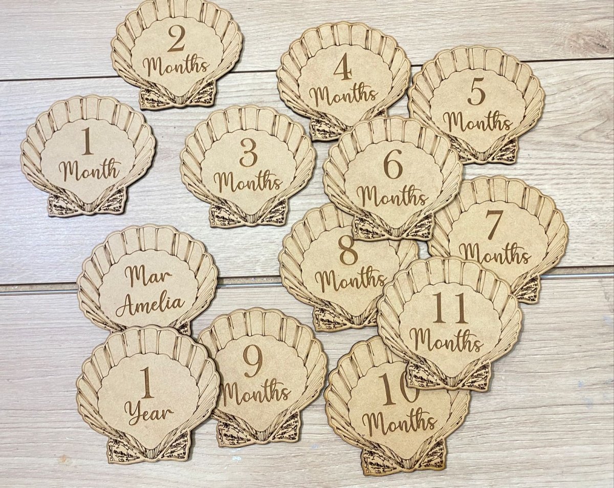Sea Shape Baby Born Months tags - Felt Craft RD