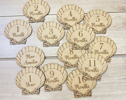 Sea Shape Baby Born Months tags - Felt Craft RD