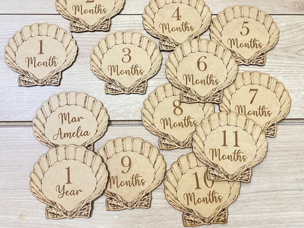 Sea Shape Baby Born Months tags - Felt Craft RD