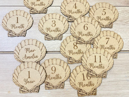 Sea Shape Baby Born Months tags - Felt Craft RD