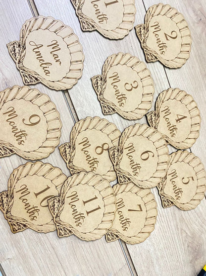 Sea Shape Baby Born Months tags - Felt Craft RD