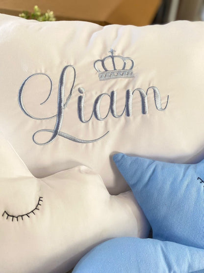 Set de almohadas con forma de nube luna y estrella con bordado personalizadas para niño - Felt Craft RD