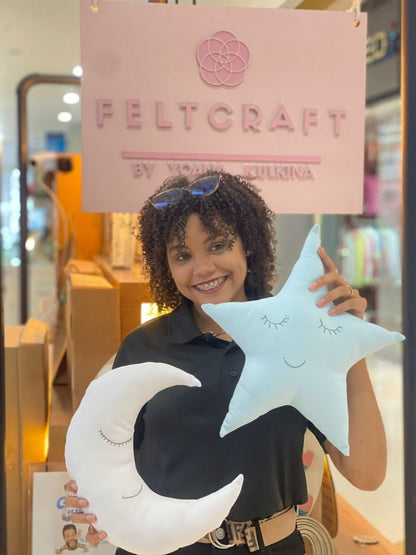 Set de almohadillas con forma de estrella luna y nube personalizadas para habitación de bebé - Felt Craft RD
