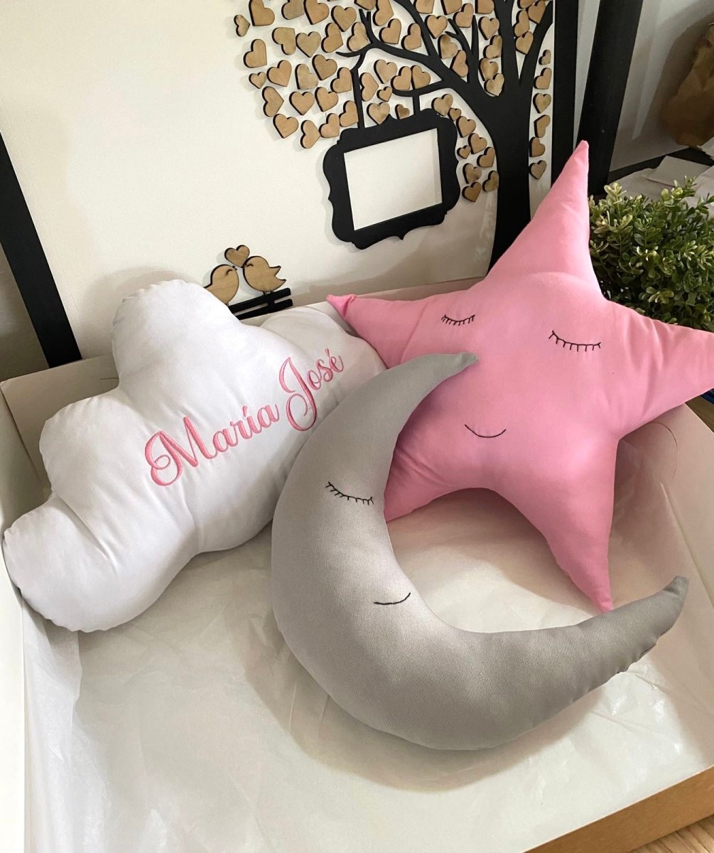 Set de almohadillas con forma de estrella luna y nube personalizadas para habitación de bebé - Felt Craft RD
