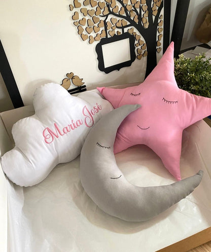 Set de almohadillas con forma de estrella luna y nube personalizadas para habitación de bebé - Felt Craft RD