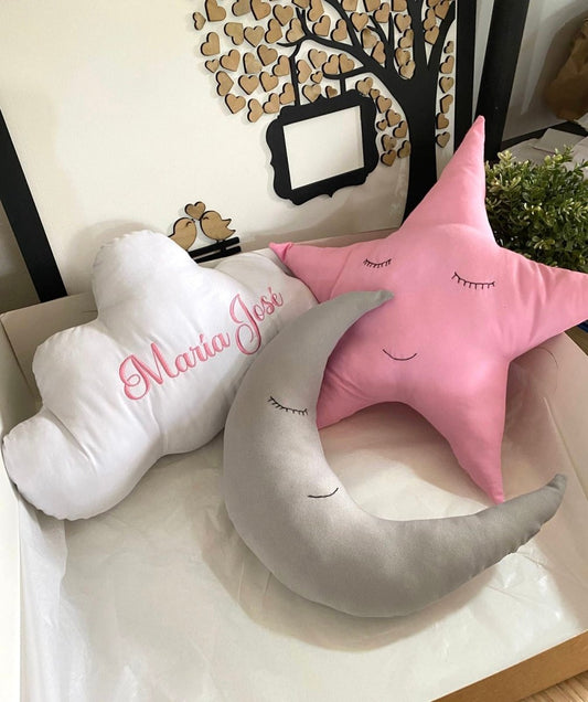Set de almohadillas con forma de estrella luna y nube personalizadas para habitación de bebé - Felt Craft RD