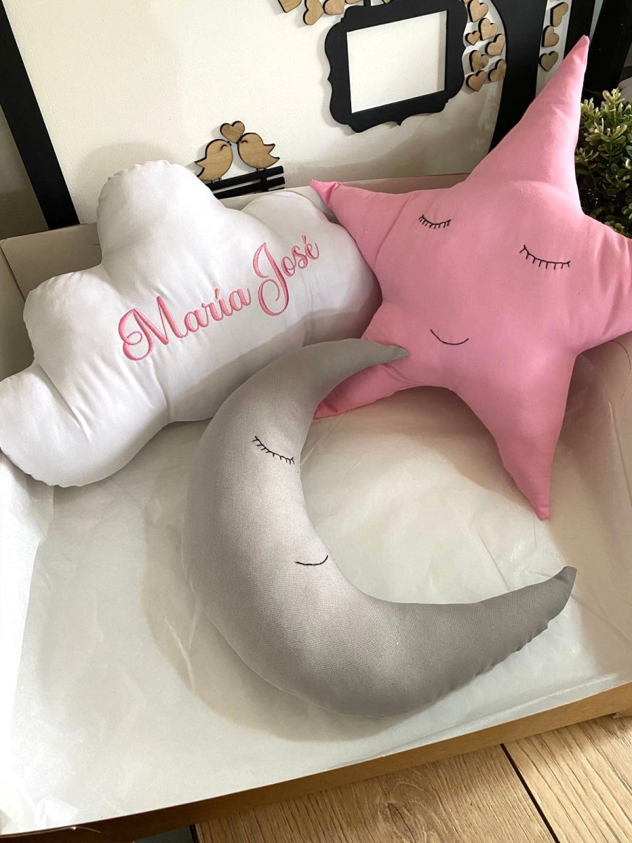 Set de almohadillas con forma de estrella luna y nube personalizadas para habitación de bebé - Felt Craft RD