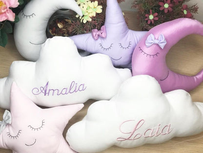 Set de cojines con temática de estrellas y nubes peronalizadas para regalo de niña - Felt Craft RD