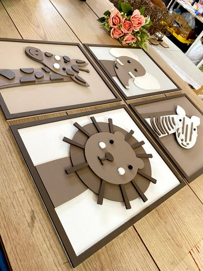 Set de cuadros con temática de safari de pared para habirtación de bebé - Felt Craft RD