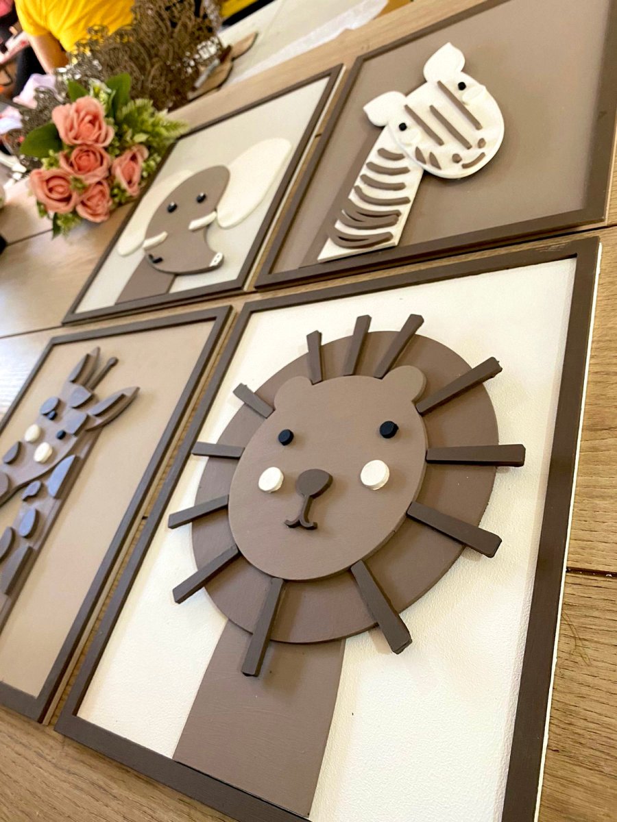 Set de cuadros con temática de safari de pared para habirtación de bebé - Felt Craft RD