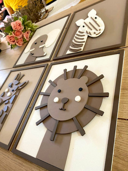 Set de cuadros con temática de safari de pared para habirtación de bebé - Felt Craft RD