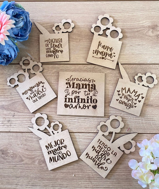 Set de porta vasos con diseños personalizados de madera República Dominicana - Felt Craft RD